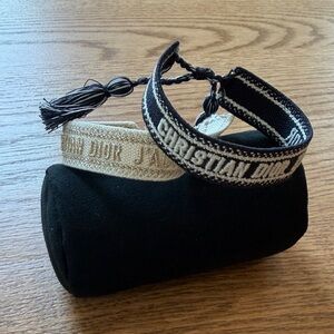 Dior Navy and Cream Woven Bracelet Duo - Never Worn!